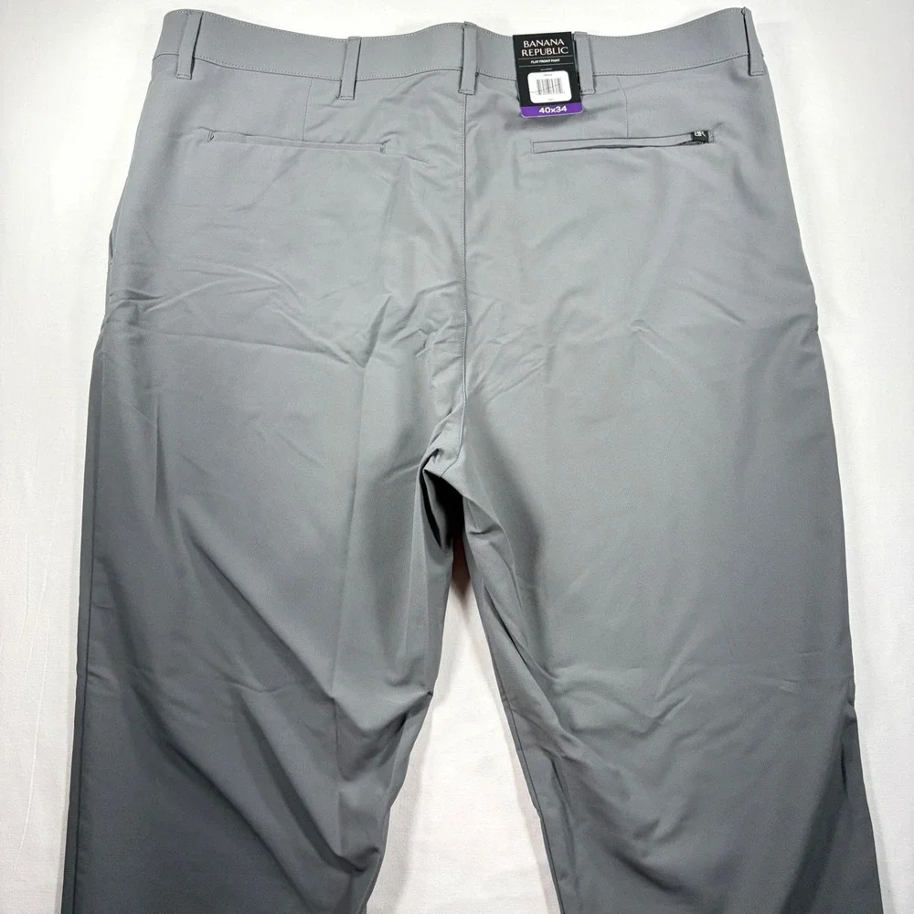 Banana Republic Mens Flat Front Pants Gray Performance Trousers 40x34